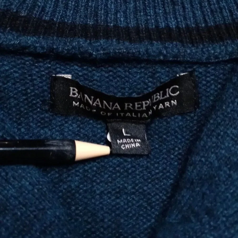 Lot of 2 Banana Republic Italian Merino Wool Sweaters Mens Large Shawl Collar